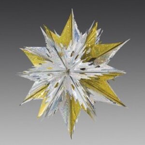 Звезда из фольги Объемная 60 см золотая голографическая с серебряным Holiday Classics фото 1
