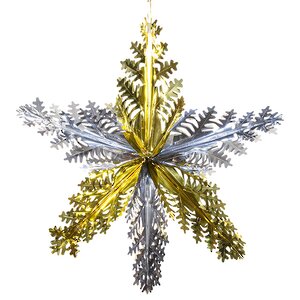 Звезда из фольги Ажурная 60 см серебряная с золотым Holiday Classics фото 1