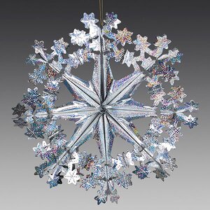 Снежинка из фольги Лучистая 60 см серебряная голографическая Holiday Classics фото 1