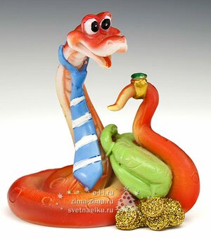 Змея красная с зеленым портфелем, 5.5 см