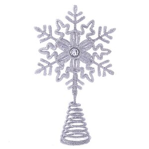 Верхушка на ёлку Снежинка Заполярья 13 см серебряная
