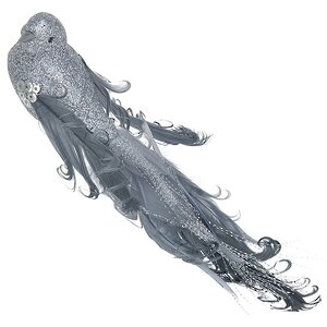 Елочное украшение "Птичка кудряшка", 22 см, серебро, клипса Koopman фото 1