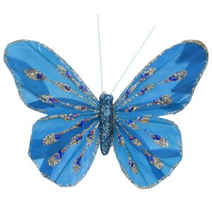 Декоративное украшение Butterfly Jody 13 см синее, 2 шт, клипса Koopman фото 2