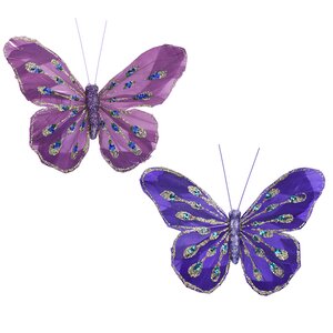 Декоративное украшение Butterfly Jody 13 см фиолетовые, 2 шт, клипса Koopman фото 1