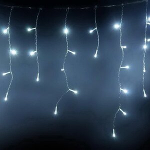 Светодиодная гирлянда Бахрома 2*0.5 м, 80 холодных белых LED ламп, прозрачный ПВХ, соединяемая, IP20 Snowhouse фото 1