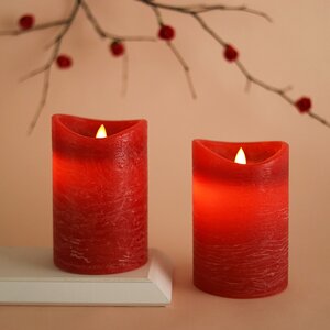 Светильник свеча восковая Живое Пламя 15*10 см красная, на батарейках Koopman фото 1