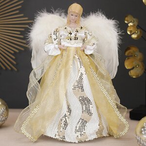 Декоративная фигура Ангел - Хранитель с золотистой лентой 30 см Kurts Adler фото 1