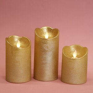 Светодиодная свеча Живое Пламя 12.5 см золотая восковая на батарейках, таймер Kaemingk фото 2