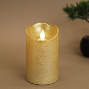 Светодиодная свеча Живое Пламя 12.5 см золотая восковая на батарейках, таймер Kaemingk фото 3