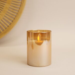 Светильник свеча восковая в колбе с живым пламенем Лацио 10 см золотая на батарейках Edelman фото 4