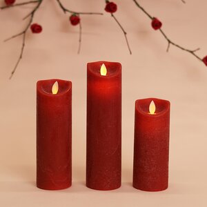 Набор свечей с имитацией пламени Magic Flame 12-17 см, 3 шт, с пультом управления, красные, восковые Peha фото 2