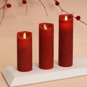 Набор свечей с имитацией пламени Magic Flame 12-17 см, 3 шт, с пультом управления, красные, восковые Peha фото 3