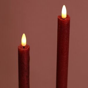 Столовая светодиодная свеча с имитацией пламени Стелла 24 см 2 шт красная, батарейка Kaemingk фото 2