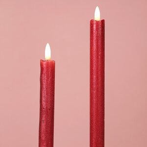 Столовая светодиодная свеча с имитацией пламени Стелла 24 см 2 шт красная, батарейка Kaemingk фото 4