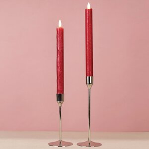 Столовая светодиодная свеча с имитацией пламени Стелла 24 см 2 шт красная, батарейка Kaemingk фото 1