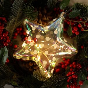 Подвесной светильник Звезда Искорка 15 см, 20 теплых белых LED ламп, на батарейках, стекло Peha фото 3