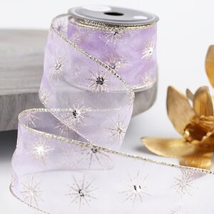 Декоративная лента Lilla Lunare: Морозные кристаллы 270*6 см, органза Kaemingk фото 1