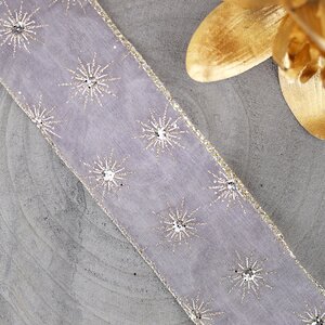 Декоративная лента Lilla Lunare: Морозные кристаллы 270*6 см, органза Kaemingk фото 3