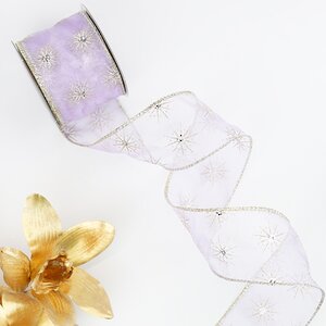 Декоративная лента Lilla Lunare: Морозные кристаллы 270*6 см, органза Kaemingk фото 2