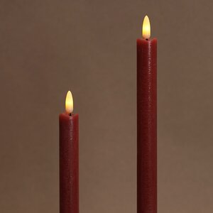 Столовая светодиодная свеча с имитацией пламени Инсендио 26 см 2 шт бордовая, батарейка Peha фото 2