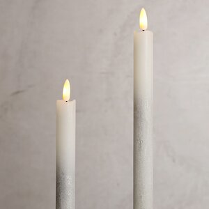 Столовая светодиодная свеча с имитацией пламени Инсендио 26 см 2 шт серебряная, батарейка Peha фото 4