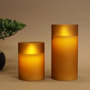 Светодиодная свеча с имитацией пламени Magic Flame в стакане 15 см карамельная Peha фото 4
