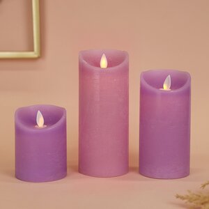 Светодиодная свеча с имитацией пламени 18 см, фиолетовая восковая, батарейка Peha фото 4