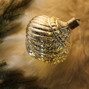 Светящееся новогоднее украшение Луковка Космо Gold 15 см, 15 теплых белых LED ламп, на батарейках Peha фото 3