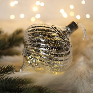 Светящееся новогоднее украшение Луковка Космо Gold 15 см, 15 теплых белых LED ламп, на батарейках Peha фото 1