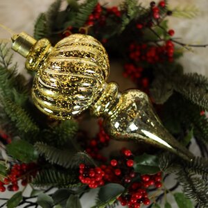 Светящееся новогоднее украшение Сосулька Космо Gold 26 см, 10 теплых белых LED ламп, на батарейках Peha фото 3
