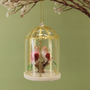 Стеклянная елочная игрушка Птички из сада Ла-Роз 10 см, подвеска Kaemingk фото 2