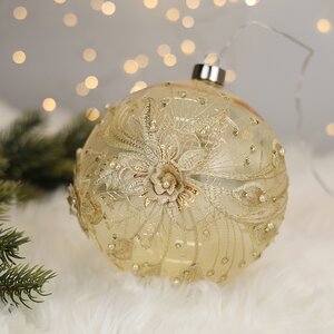 Светящийся елочный шар Gelemary 15 см, 30 теплых белых LED ламп, шампань, на батарейках, стекло Koopman фото 4