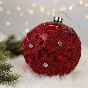 Светящийся елочный шар Gelemary 15 см, 30 теплых белых LED ламп, рубиновый, на батарейках, стекло Koopman фото 5