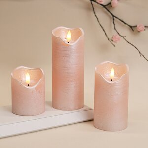 Светодиодная свеча с имитацией пламени Стелла 13 см розовая восковая, на батарейках, таймер Kaemingk фото 2