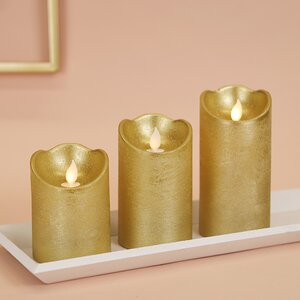 Набор светодиодных свечей с имитацией пламени Narcis Gold 10-15 см, 3 шт с пультом управления, на батарейках Kaemingk фото 2