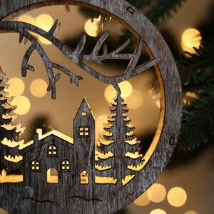 Декоративный светильник Apeldoorn Story - Рождество в лесу 14 см, на батарейках Kaemingk фото 2