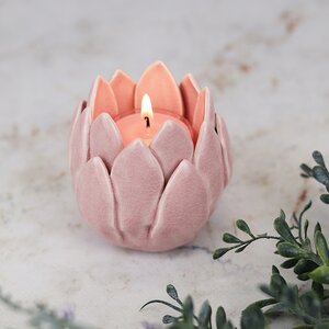 Керамический подсвечник Цветок Иммаколета 7 см пудрово-розовый Koopman фото 1