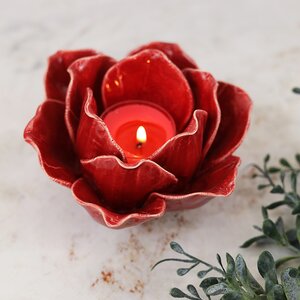 Керамический подсвечник Цветок Вива Розабелла 12*11 см бургунди Koopman фото 1