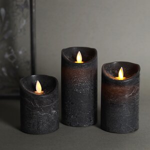 Набор свечей с имитацией пламени Ленорра Magic Flame 10-15 см, 3 шт, черные, с пультом управления Peha фото 1