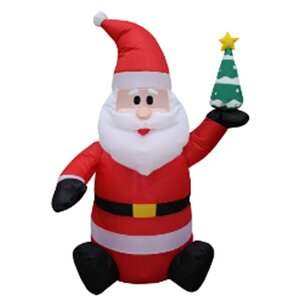Надувная фигура Дед Мороз с елочкой 120 см с подсветкой