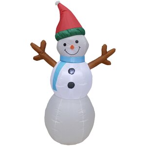 Надувная фигура Снеговик Тобиас в колпачке 120 см с подсветкой