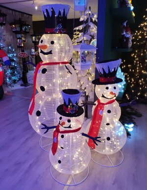 Светящийся Снеговик Гарольд в чёрном цилиндре 120 см, 120 теплых белых LED ламп, IP44 Peha фото 1