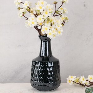 Керамическая ваза Дорнас 33 см темно-зеленая Kaemingk фото 3