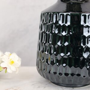 Керамическая ваза Дорнас 33 см темно-зеленая Kaemingk фото 2