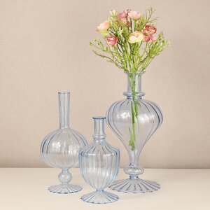 Стеклянная ваза-подсвечник Monofiore 20 см голубая EDG фото 7