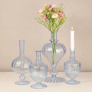 Стеклянная ваза-подсвечник Monofiore 20 см голубая EDG фото 3