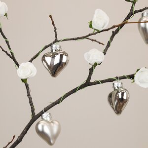 Набор стеклянных елочных игрушек Сердце Монплезира 4.5 см серебряный mix, 12 шт, подвеска Kaemingk фото 1