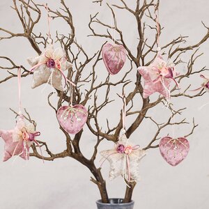 Винтажное елочное украшение Сердце Розмари 8 см розовое, подвеска Due Esse Christmas фото 2