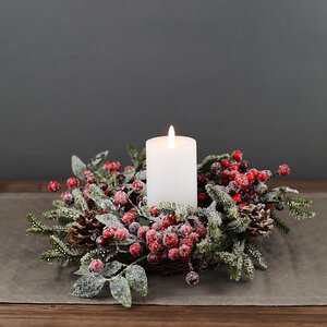 Венок заснеженный Ягодная Хвоя 40 см, ЛИТАЯ 100% Kaemingk фото 7