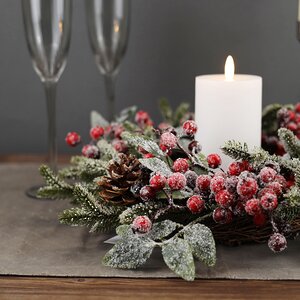 Венок заснеженный Ягодная Хвоя 40 см, ЛИТАЯ 100% Kaemingk фото 8